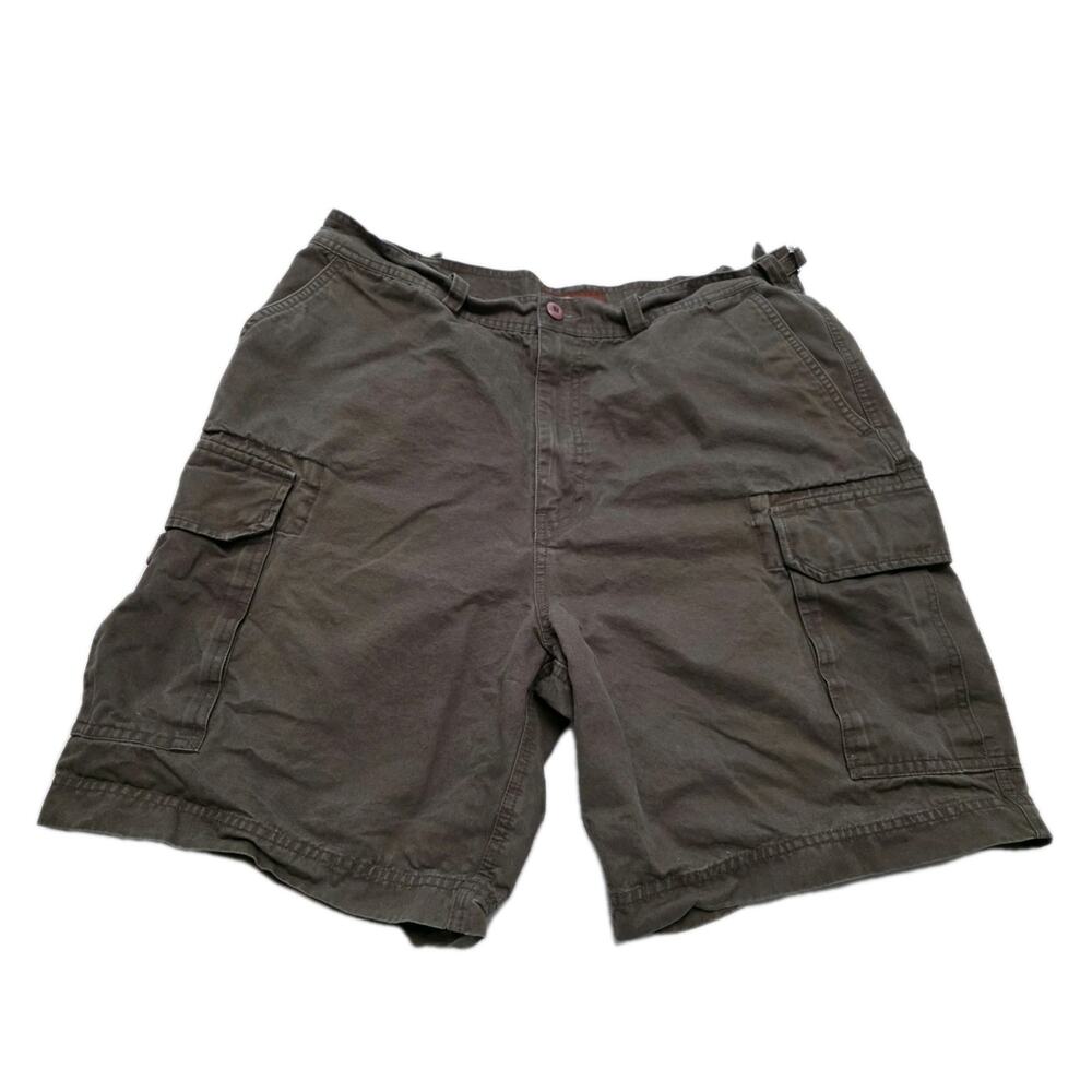 Bob Timberlake Mens Cargo Shorts Green 100% Cotton Mid Length Size 38 Adjustable